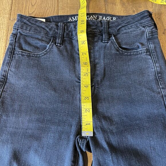 American Eagle Women's Size 4 Long Super Stretch Black High Rise Denim Jegging - Picture 4 of 8